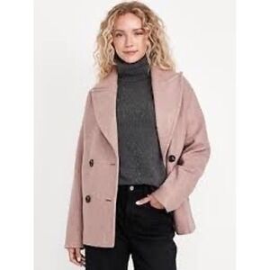 Old Navy Women Oversized Heather Pink Double Breasted Peacoat Jacket Size Medium